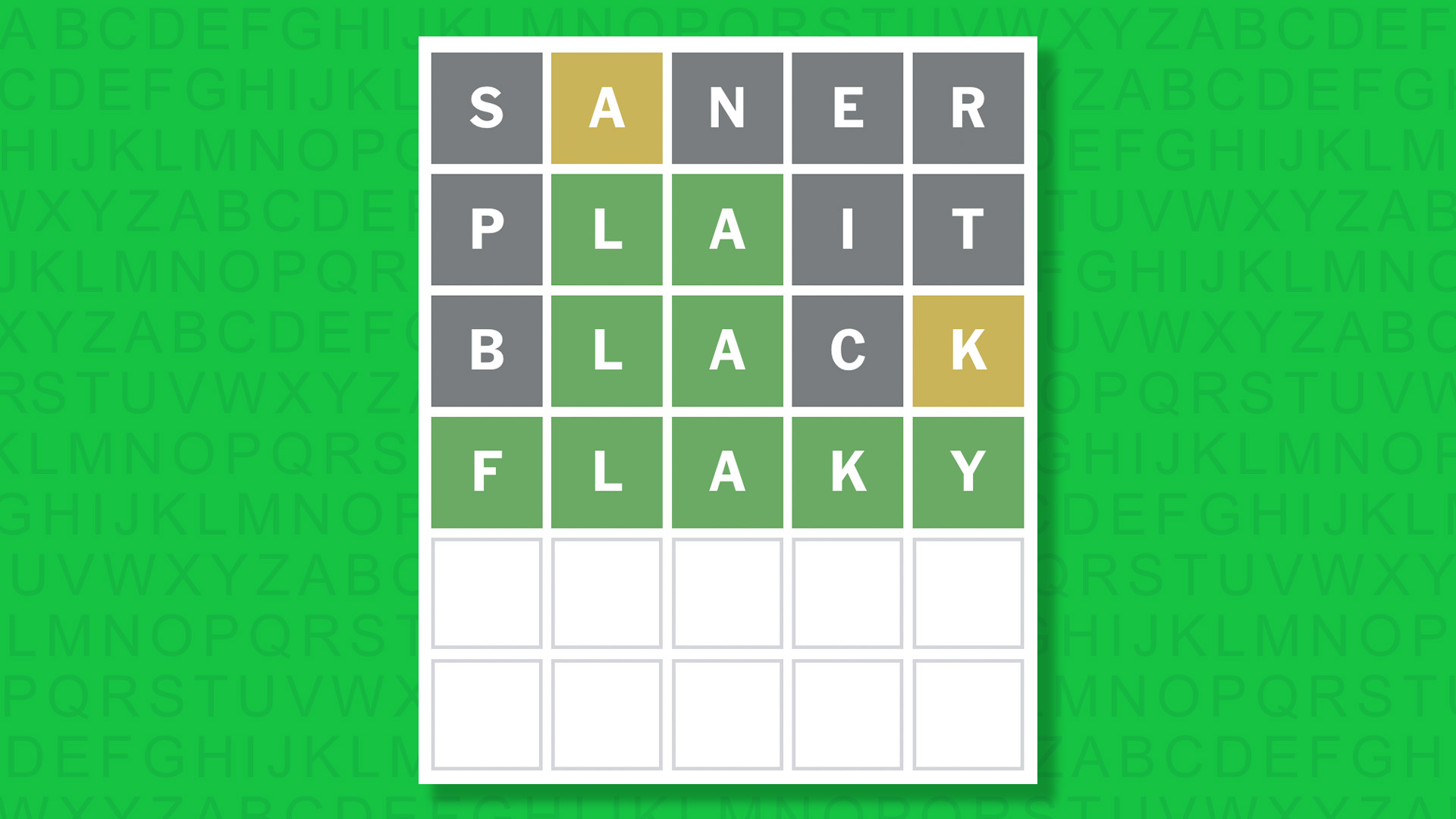 NYT Wordle answer for game 1685 on a green background