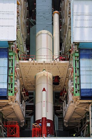PSLV-C25 Lowered into Position