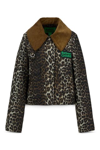 Barbour x Ganni Leopard Print Waxed Cotton Jacket