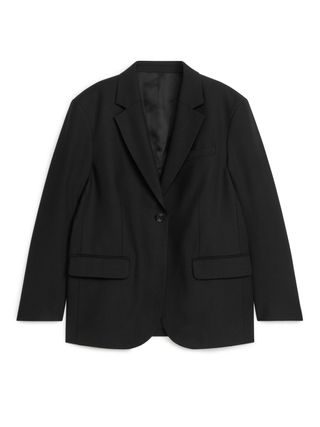 Oversized Wool Blend Twill Blazer - Black - Arket Gb