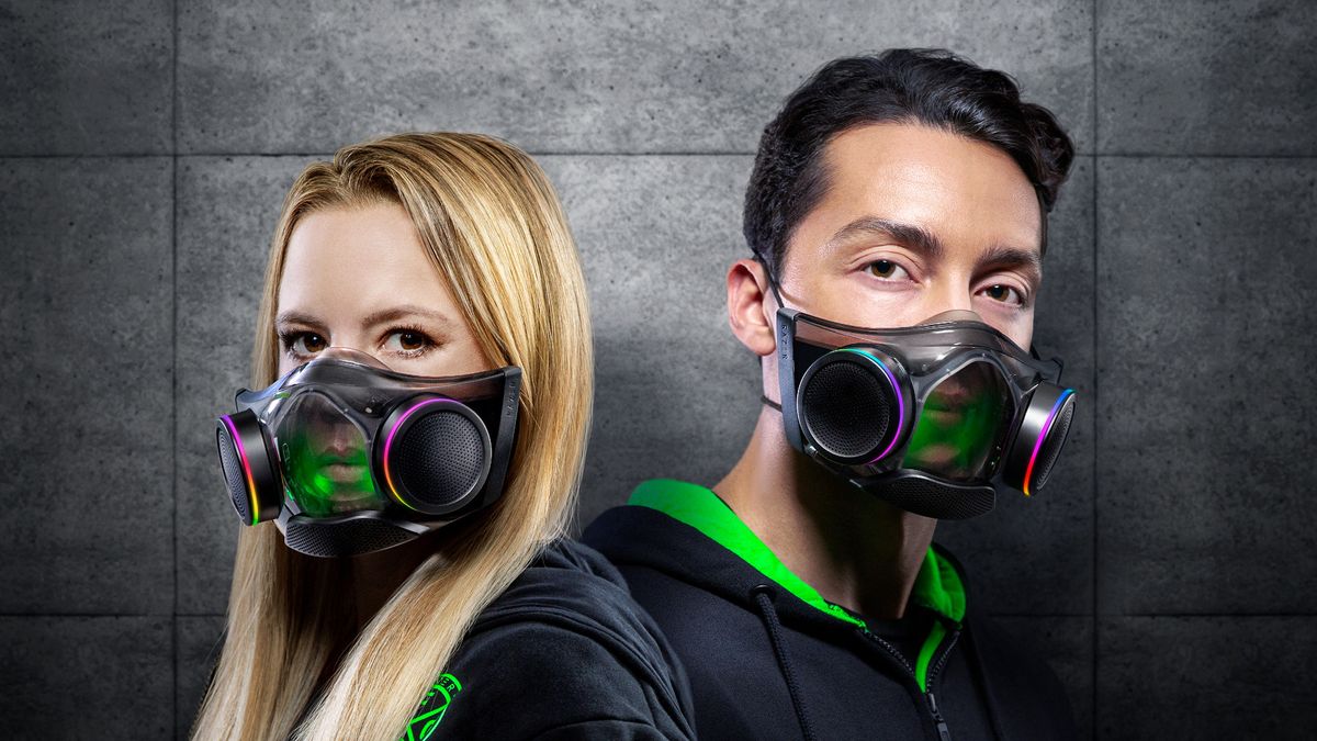 Razer Zephyr face mask being worn