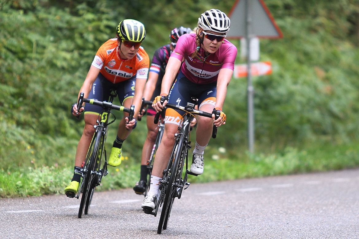 Anna van der Breggen leading the way on stage 5 of the Boels Ladies Tour