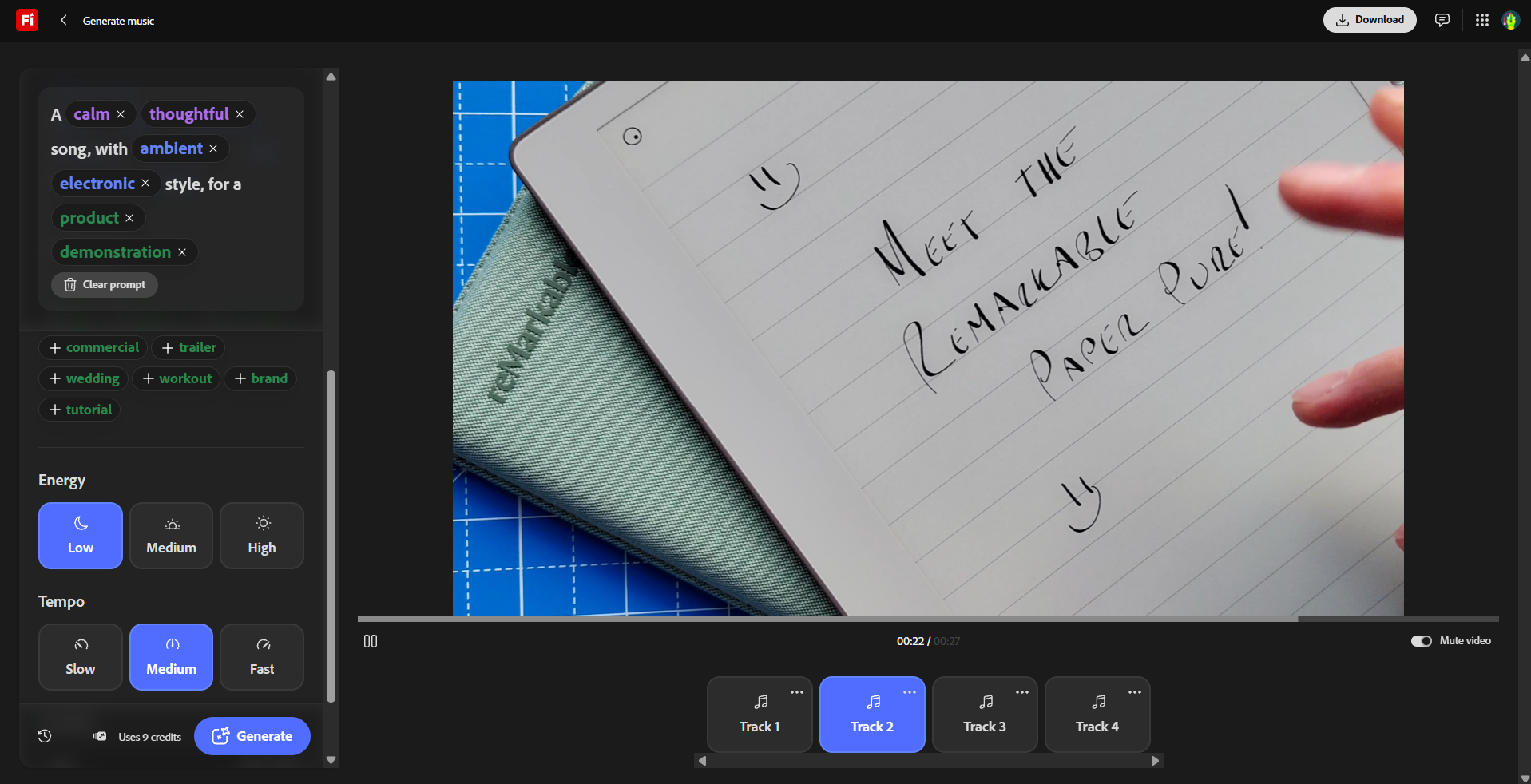 Using three new AI audio tools in Adobe Firefly to generate music, speech, and sound effects