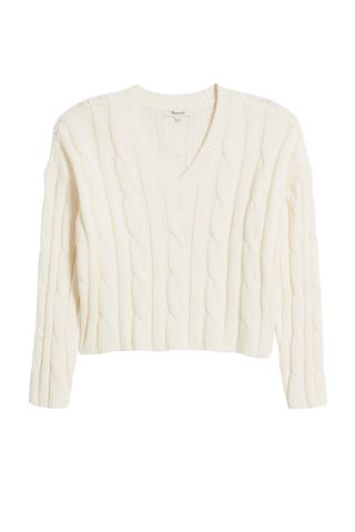 Cable Knit V-Neck Crop Sweater