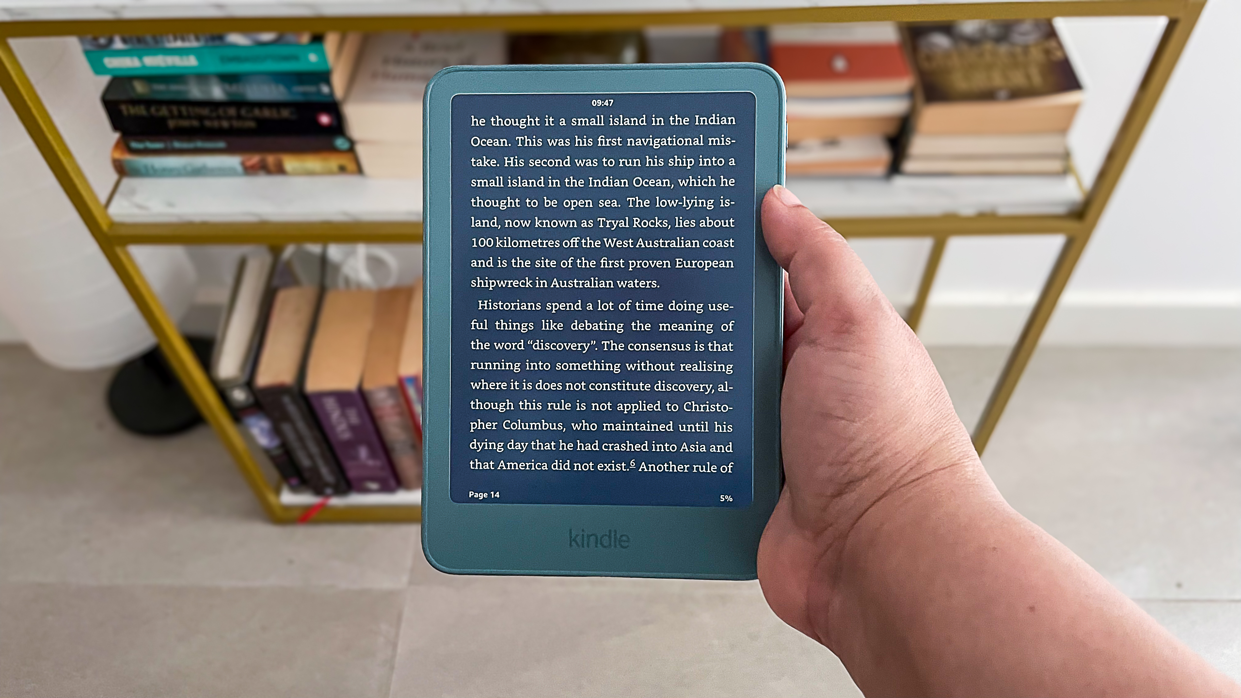 A page of an ebook in dark mode on the Amazon Kindle 2026