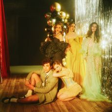The cast of Fear Street: Prom Queen in a prom-themed shoot, featuring India Fowler, Fina Strazza, Ella Rubin, David Iacono, and Suzanna Son. 