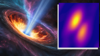 An illustration shows a supermassive black hole beginning to blast out a jet of matter at around 33% the speed of light (inset) Radio images of 1ES 1927+654 reveal emerging structures that appear to be jets of plasma erupting from both sides of the galaxy’s central black hole following a strong radio flare. 