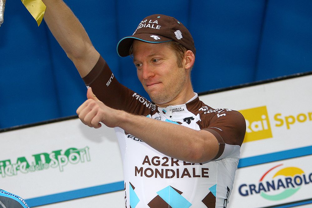 Jan Bakelants (G2R La Mondiale) on the Giro dell'Emilia podium