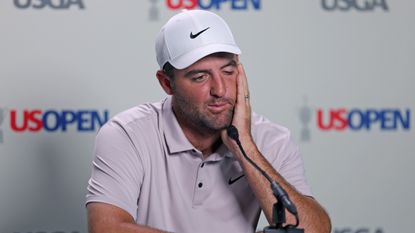Scottie Scheffler speaks to the media ahead of the US Open