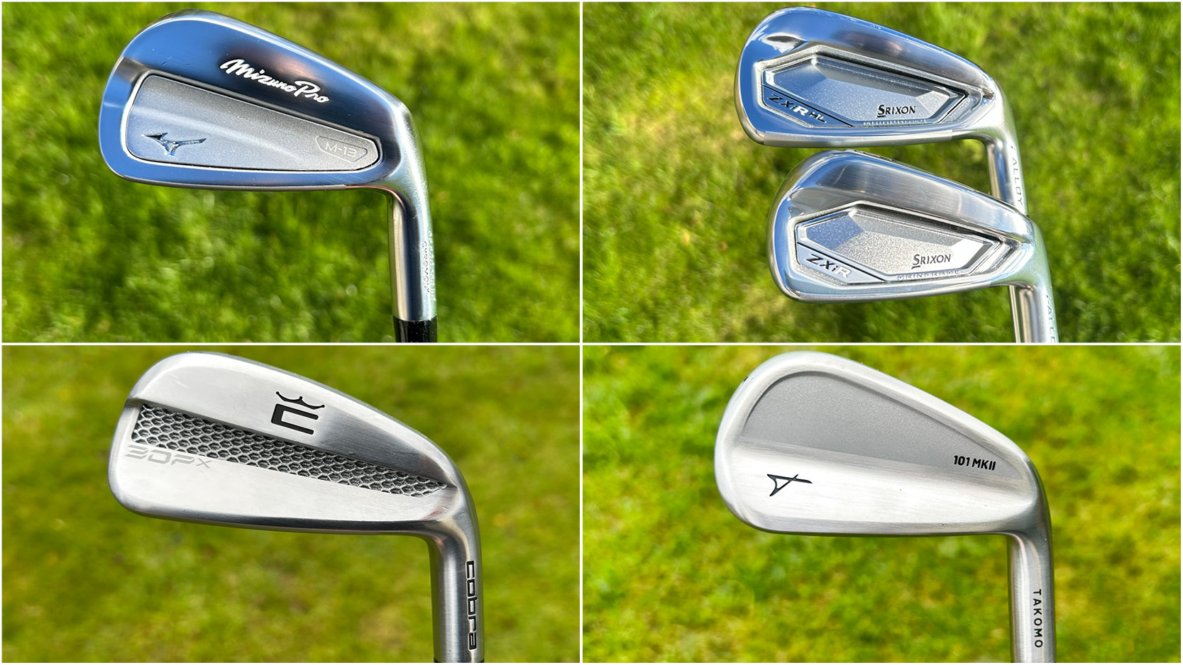 Four different irons in a grid