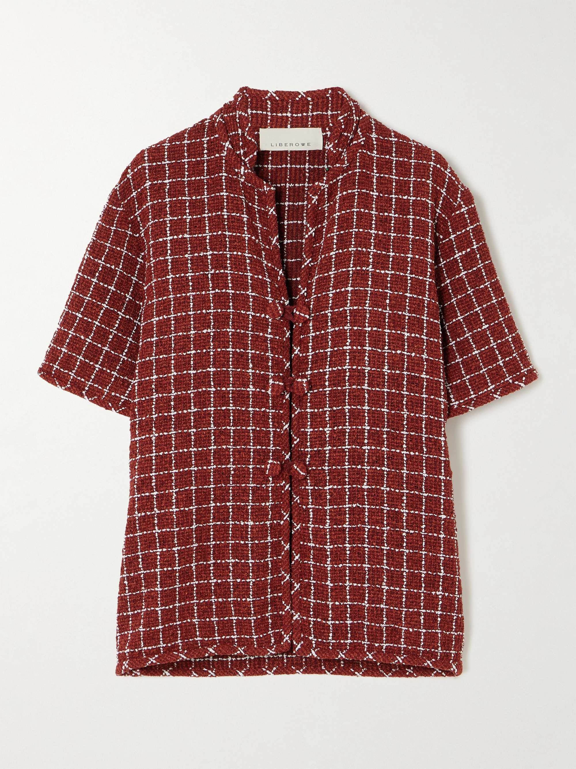 Hetty Oversized Checked Bouclé-Tweed Shirt