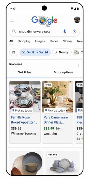 Google Search now lets users filter for products that can be delivered before Christmas or "fast."