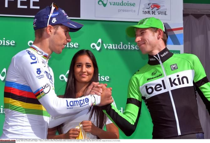 Rui Costa and Bauke Mollema celebrate