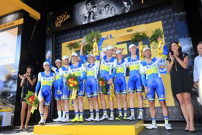 Orica-GreenEdge on the podium