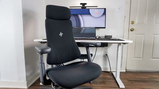 The LiberNovo Omni office chair in front of a desk