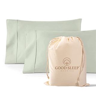 1000 Tc Sage Standard Pillowcases Set of 2 100% Egyptian Cotton Pillow Cases With Long Staple Cotton & Sateen Weave, Silky Soft Hotel - Like Bed Pillow Covers for Comfy Sleeping, Snug Fit