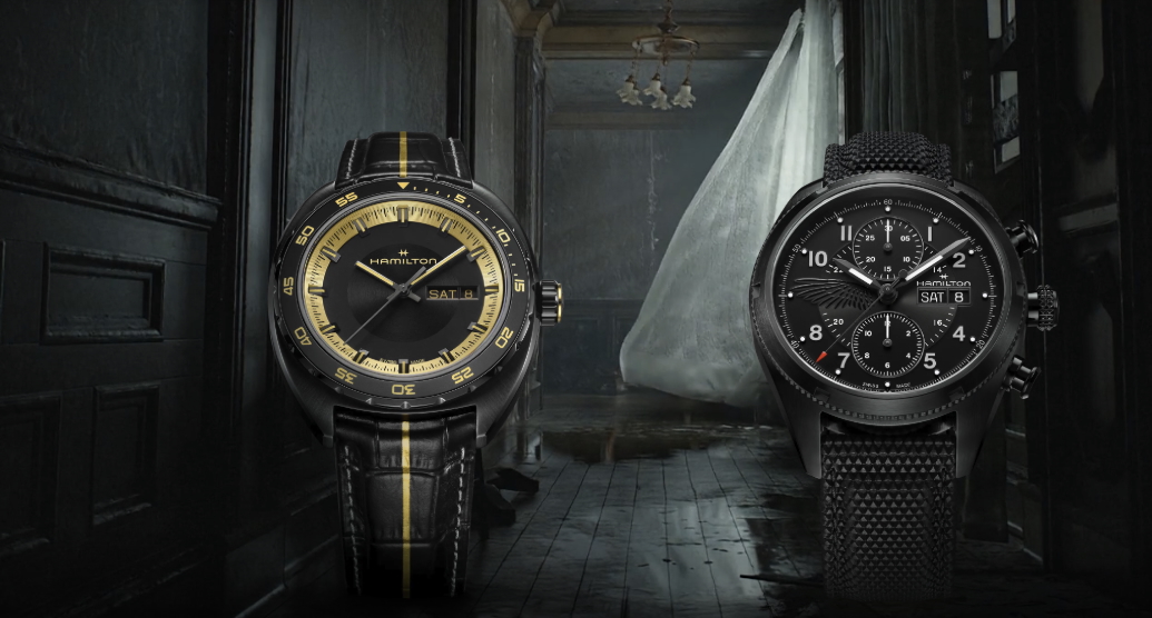 an image of the two Hamilton x Resident Evil mechanical watches