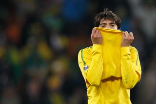 Brazil's Kaka reacts after his red card against Ivory Coast at the 2010 World Cup.