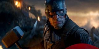 Captain America with Thor's Hammer in Avengers: Endgame