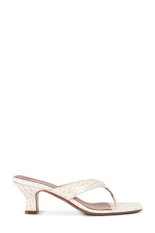 Paris Texas white and animal print Portofino Mule on white background