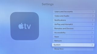 how to download tvOS 15 public beta 2: Select System