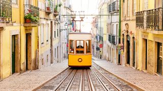 Elevador da Bica funicular in Lisbon, Portugal