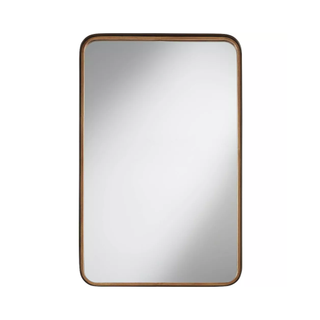 A rectangular vanity mirror