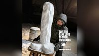 Testicular Cancer Foundation's campaign featuring a man making a large phallus out of snow
