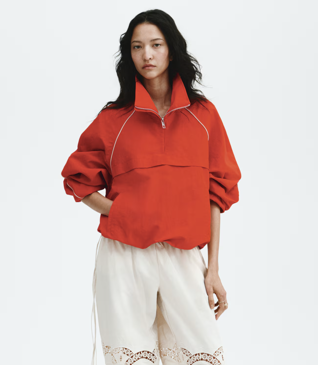 H&amp;M, Oversized Nylon Popover Jacket