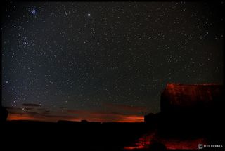 Photographer Jeff Berkes caught this Perseid meteor over Monument Valley, Utah, on August 1, 2011.
