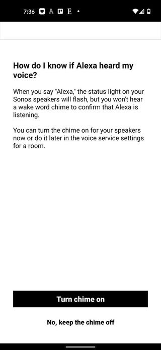 Sonos Alexa Setup Screen