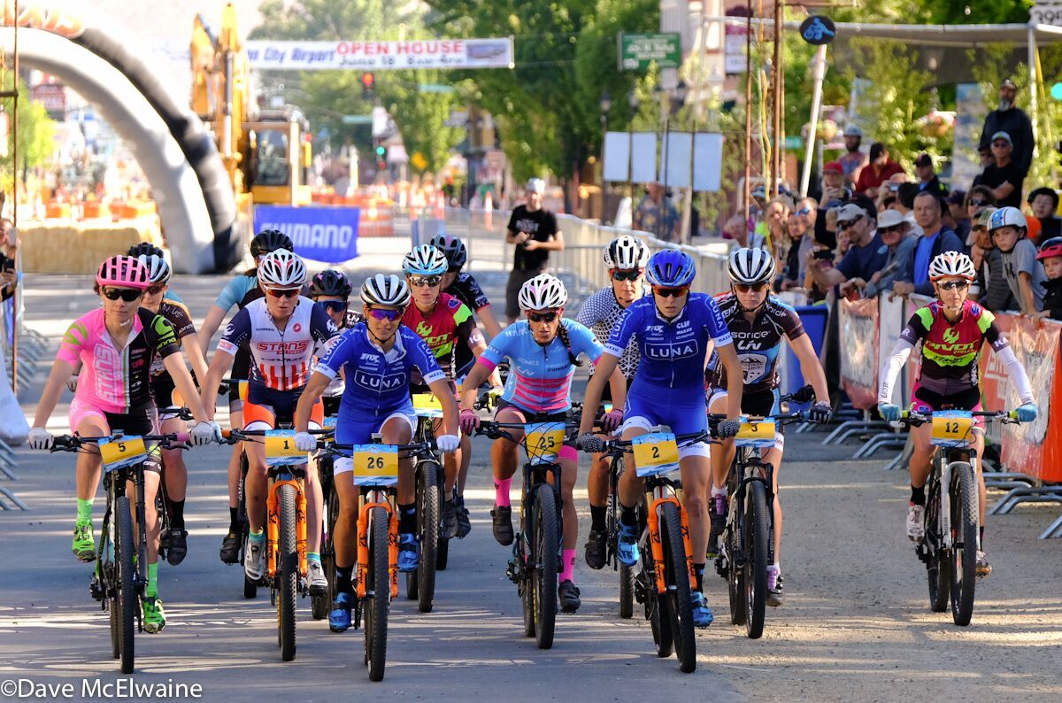 Clif Pro Teammates Katerina Nash and Maghalie Rochette lead a group of women out of Carson City