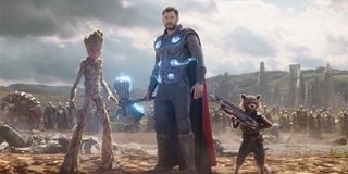 Thor with Rocket and Groot