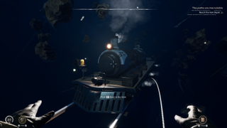 A steam engine speeding through the darkness