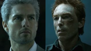 Tom Cruise in Collateral and Jackie Earle Haley in Watchmen, pictured side by side.