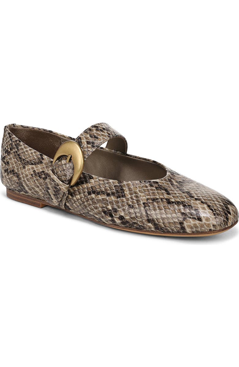Bella Snakeskin Embossed Mary Jane Flat