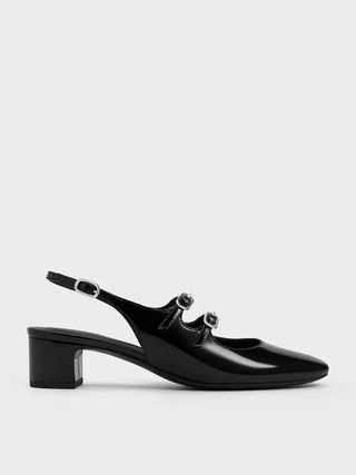 Charles & Keith, Double-Strap Slingback Mary Jane Pumps