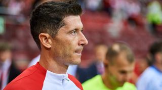 WARSAW, POLAND - SEPTEMBER 7: Robert Lewandowski from Poland looks forward during the UEFA 2024 European Qualifiers group E match between Poland and Faroe Islands at the National Stadium on September 7, 2023 in Warsaw, Poland. (Photo by Adam Nurkiewicz/Getty Images)
