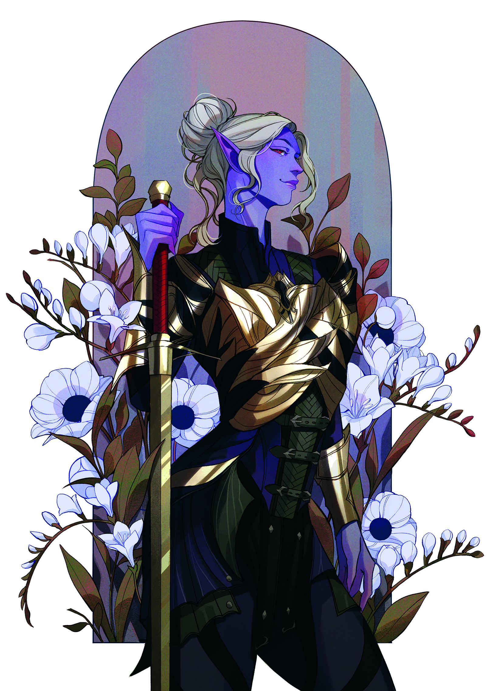 Digital art showing a female fantasy character