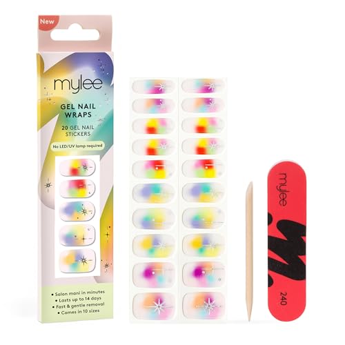 Mylee Gel Nail Wraps [born This Way] – Pride Collection – 10 Pre-Cured Gel Stickers – No Lamp Needed, Chip-Resistant, Glossy Finish, Lasts Up to 14 Days – Easy to Apply, Vegan & Cruelty-Free