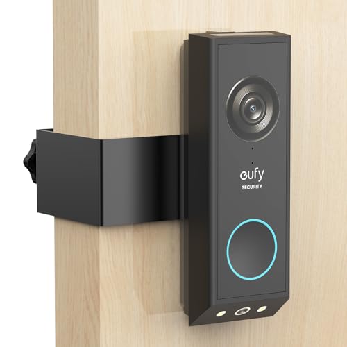 Anti-Theft Door Mount for Eufy E340, No-Drill Adjustable Mounting Bracket With Eufy Doorbell E340, Not Blocking Doorbell Sensor, Apartment Door Bell Kits for Renters, Black