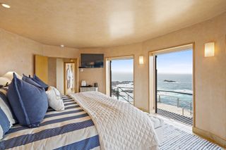 Kim Novak's house rustic bedroom sea view