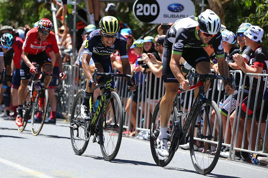 Nathan Haas riding to second on the stage and into third overall