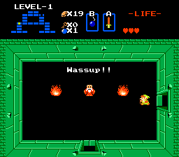 The old man from Zelda saying "Wassup!"