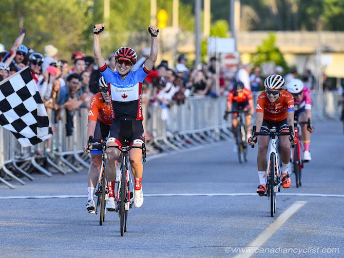 Got it! Leah Kirchmann (Team Canada) wins the 2019 Grand Prix Cycliste Gatineau