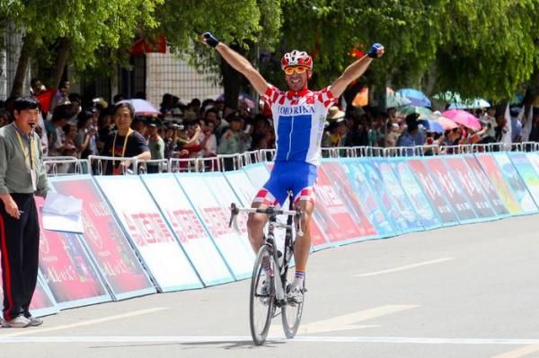 Radoslav Rogina (Loborika) takes a solo win after atacking with 10km to go.