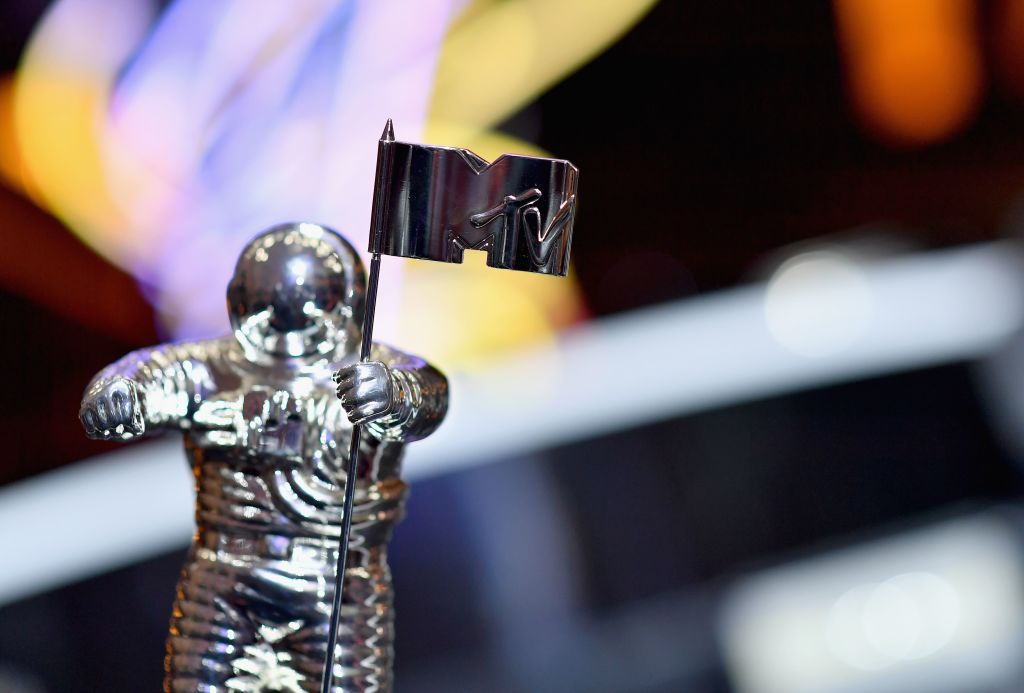 The VMA throphy known as &amp;quot;Moon Person&amp;quot; is seen during the 2018 MTV Video Music Awards press junket at Radio City Music Hall in New York on August 17, 2018.