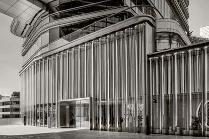 Front of the K11 Arts Centre in Hong Kong comprising of more than 300 glass tubes
