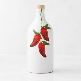 Olive oil bottle with chilli design