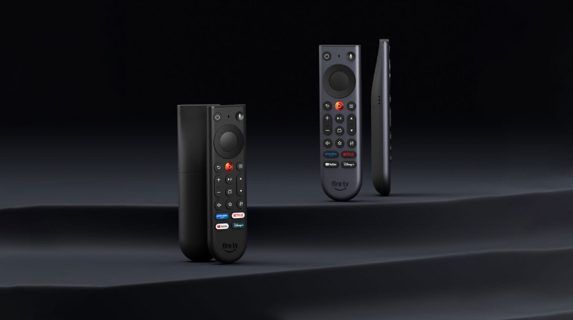 Amazon Fire Tv remote on a black background